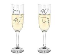 Always Looking Good 40th Ruby Wedding Anniversary Set of 2 Engraved Champagne Flute Glasses (ALG)