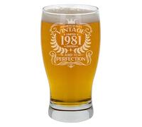 Always Looking Good 45th Birthday Gift for Men Vintage 1981 Aged to Perfection Engraved Pint Beer Glass Present for 45 Year Old Etched Cider Lager Beer Tulip Pint Glasses