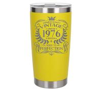 Always Looking Good 49th Birthday Gift Vintage 1976 Aged to Perfection Engraved Insulated Travel Mug Present for 49 Year Old Yellow Thermal Coffee Flask Travel Mugs with Lids