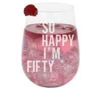 Always Looking Good 50th Birthday Stemless Gin Glass Gift for Her or Him - Funny Engraved Gin Glass Present - Novelty Birthday Gift Keepsake - So Happy I'm Fifty Design - 590ml