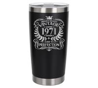 Always Looking Good 55th Birthday Gift Vintage 1971 Aged to Perfection Engraved Insulated Travel Mug Present for 55 Year Old Black Thermal Coffee Flask Travel Mugs with Lids
