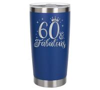 Always Looking Good 60th Birthday Gift 60 & Fabulous Engraved Insulated Travel Mug Gift for Her Present for 60 Year Old Dark Blue Thermal Coffee Flask Travel Mugs with Lids