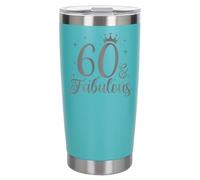 Always Looking Good 60th Birthday Gift 60 & Fabulous Engraved Insulated Travel Mug Gift for Her Present for 60 Year Old Turquoise Thermal Coffee Flask Travel Mugs with Lids