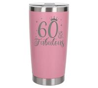 Always Looking Good 60th Birthday Gift 60 & Fabulous Engraved Insulated Travel Mug Gift for Her Present for 60 Year Old Light Pink Thermal Coffee Flask Travel Mugs with Lids
