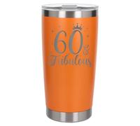 Always Looking Good 60th Birthday Gift 60 & Fabulous Engraved Insulated Travel Mug Gift for Her Present for 60 Year Old Orange Thermal Coffee Flask Travel Mugs with Lids
