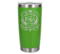 Always Looking Good 60th Birthday Gift Vintage 1966 Aged to Perfection Engraved Insulated Travel Mug Present for 60 Year Old Green Thermal Coffee Flask Travel Mugs with Lids