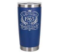 Always Looking Good 61st Birthday Gift Vintage 1965 Aged to Perfection Engraved Insulated Travel Mug Present for 61 Year Old Dark Blue Thermal Coffee Flask Travel Mugs with Lids
