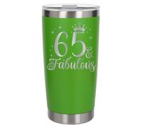 Always Looking Good 65th Birthday Gift 65 & Fabulous Engraved Insulated Travel Mug Gift for Her Present for 65 Year Old Green Thermal Coffee Flask Travel Mugs with Lids