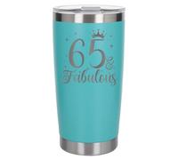 Always Looking Good 65th Birthday Gift 65 & Fabulous Engraved Insulated Travel Mug Gift for Her Present for 65 Year Old Turquoise Thermal Coffee Flask Travel Mugs with Lids