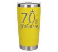 Always Looking Good 70th Birthday Gift 70 & Fabulous Engraved Insulated Travel Mug Gift for Her Present for 70 Year Old Yellow Thermal Coffee Flask Travel Mugs with Lids