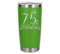 Always Looking Good 75th Birthday Gift 75 & Fabulous Engraved Insulated Travel Mug Gift for Her Present for 75 Year Old Green Thermal Coffee Flask Travel Mugs with Lids