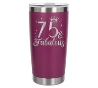 Always Looking Good 75th Birthday Gift 75 & Fabulous Engraved Insulated Travel Mug Gift for Her Present for 75 Year Old Dark Pink Thermal Coffee Flask Travel Mugs with Lids