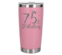 Always Looking Good 75th Birthday Gift 75 & Fabulous Engraved Insulated Travel Mug Gift for Her Present for 75 Year Old Light Pink Thermal Coffee Flask Travel Mugs with Lids