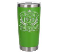 Always Looking Good 75th Birthday Gift Vintage 1950 Aged to Perfection Engraved Insulated Travel Mug Present for 75 Year Old Green Thermal Coffee Flask Travel Mugs with Lids