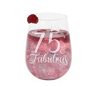 Always Looking Good 75th Birthday Gifts for Women 75 & Fabulous Engraved stemless Gin Glass Present for 75 Year Old Ladies stemless Gin Glass Laser Engraved Elegant stemless 75th Gin Glass