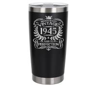 Always Looking Good 81st Birthday Gift Vintage 1945 Aged to Perfection Engraved Insulated Travel Mug Present for 81 Year Old Black Thermal Coffee Flask Travel Mugs with Lids