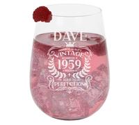 Always Looking Good Birthday Gift Vintage Aged to Perfection Engraved Large Gin Glass Present Etched 590ml Stemless Gin Glass Any Age Personalised with Name & Year