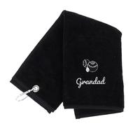 Always Looking Good Embroidered Black Lawn Bowls Towel for Grandad Tri Fold Luxury Velour 50cm x 40cm Custom Bowling Towel with Carabiner Cip Bowling Gifts for Grandad (Black, Grandad)