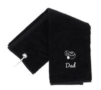 Always Looking Good Embroidered Black Lawn Bowls Towel for Grandad Tri Fold Luxury Velour 50cm x 40cm Custom Bowling Towel with Carabiner Cip Bowling Gifts for Grandad (Black, Dad)