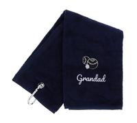 Always Looking Good Embroidered Navy Lawn Bowls Towel for Grandad Tri Fold Luxury Velour 50cm x 40cm Custom Bowling Towel with Carabiner Cip Bowling Gifts for Grandad
