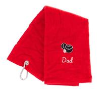 Always Looking Good Embroidered Red Lawn Bowls Towel for Dad Tri Fold Luxury Velour 50cm x 40cm Custom Bowling Towel with Carabiner Cip Bowling Gifts for Dad