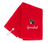 Always Looking Good Embroidered Red Lawn Bowls Towel for Grandad Tri Fold Luxury Velour 50cm x 40cm Custom Bowling Towel with Carabiner Cip Bowling Gifts for Grandad