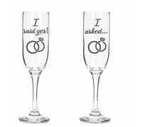 Always Looking Good Engraved Engagement Set of 2 Champagne Flute Glass Set I Asked I Said Yes Congratulations on Your Engagement Gift