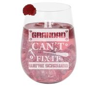 Always Looking Good Funny Gin Glass Gift for Grandad - Engraved Stemless Gin Glass Present - Novelty Grandfather Gift Keepsake - If Grandad Can't Fix It We're All Screwed Design - 590ml