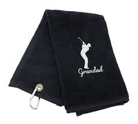 Always Looking Good Golf Towel for Grandad Black Luxury Velour 50cm x 40cm Custom Embroidered Golf Towel with Carabiner Clip Gift- Golf Gifts for Grandad