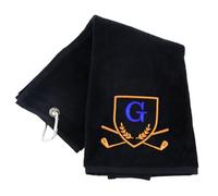 Always Looking Good Golf Towel with Monogrammed Embroidery Initial Letter Luxury Velour 50cm x 40cm Custom Embroidered Golf Towel with Carabiner Clip Gift- Golf Gifts for Men (Black, G)
