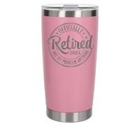 Always Looking Good Officially Retired 2025 Retirement Engraved Insulated Travel Mug Going Away Gift for Coworkers Retirement Light Pink Thermal Coffee Flask Travel Mugs with Lids