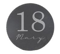 Always Looking Good Personalised 18th Birthday Engraved Round Slate Coaster with Name, 10cm, Rustic Edge, UK-Made Gift for Man or Woman, Ideal Home Decoration, Birthday Presents Men's Gifts