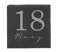 Always Looking Good Personalised 18th Birthday Engraved Square Slate Coaster with Name, 10x10cm, Rustic Edge, UK-Made Gift for Man or Woman, Ideal Home Decoration, Birthday Presents Men's Gifts