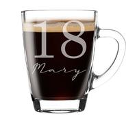 Always Looking Good Personalised 18th Birthday Glass Coffee Mug with Name - 300ml Personalised Mug for Women & Men, UK Engraved Gift for Birthday Presents, Unique Coffee Gift for him or her
