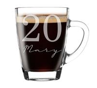 Always Looking Good Personalised 20th Birthday Glass Coffee Mug with Name - 300ml Personalised Mug for Women & Men, UK Engraved Gift for Birthday Presents, Unique Coffee Gift for him or her