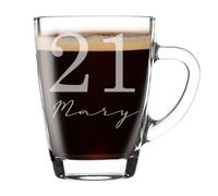 Always Looking Good Personalised 21th Birthday Glass Coffee Mug with Name - 300ml Personalised Mug for Women & Men, UK Engraved Gift for Birthday Presents, Unique Coffee Gift for him or her