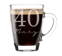 Always Looking Good Personalised 40th Birthday Glass Coffee Mug with Name - 300ml Personalised Mug for Women & Men, UK Engraved Gift for Birthday Presents, Unique Coffee Gift for him or her