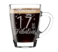 Always Looking Good Personalised Birthday Gift for Women Any Age Fabulous Engraved Glass Mug Gift for Coffee Lovers Tea Cup Present 300ml Coffee Mug Funny Novelty Mug Gift for Men or Women