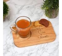 Always Looking Good Personalised Dad Tea & Biscuits Board with Engraved Glass Mug - Unique Fathers Day Gifts for Tea Lovers - Custom Dad Gift Tray - Durable Glass Mug & Wooden Serving Board Set