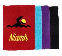 Always Looking Good Personalised Embroidered Childrens Swimming Towel Swim Towels with Name Super Absorbent Bath Towel Gift for Kids (White)