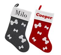 Always Looking Good Personalised Embroidered Christmas Stocking For Dogs Personalised with any Pets Name Bone Pattern Xmas Stocking for Dogs (Grey with Bones)