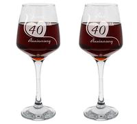 Always Looking Good Personalised Engraved 40th Wedding Anniversary Set of 2 Wine Glasses Ruby Wedding Engraved Glasses Chocolate Hearts Engraved 400ml Large Wine Glass (Filled with Chocolate Hearts)