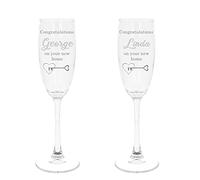Always Looking Good Personalised Engraved New Home Champagne Glass Set of Two Glasses New House Gift Housewarming Present Double Glass Set (2 x Empty Glass Set)