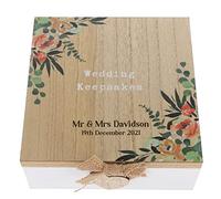 Always Looking Good Personalised Engraved Wedding Keepsake Box Wooden Floral Design Memory Box for Cards, Photos & Memories with Name