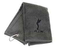 Always Looking Good Personalised Golf Towel Grey with Any Name Any Font Luxury Velour 50cm x 40cm Custom Embroidered Golf Towel with Carabiner Clip Gift- Golf Gifts for men and women