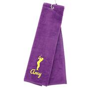 Always Looking Good Personalised Golf Towel Purple with Any Name Any Font Luxury Velour 50cm x 40cm Custom Embroidered Golf Towel with Carabiner Clip Gift- Golf Gifts for men and women