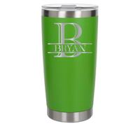 Always Looking Good Personalised Split Monogram Green Thermal Travel Mug | Birthday gift for a loved one, suited to coffee, tea and everyday travel.