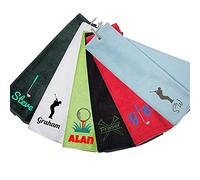 Always Looking Good Personalised Tri Fold Golf Towel with Name Luxury Velour 50cm x 40cm Custom Towel with Carabiner Clip Gift- Golf Gifts for men and women (Black)