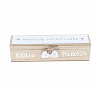 Always Looking Good Personalised Wedding Certificate Holder Wooden Marriage Certificate Holder Rustic Box with Wooden Hearts