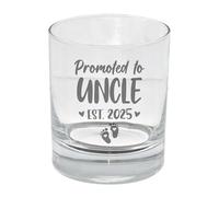 Always Looking Good Promoted to Whisky Glass New Baby Announcement Gift Etched Bourbon Promoted to Pregnancy Reveal Ideas New Gift Idea Promoted to Whiskey Glass Presents for Est 2025 (Uncle 2025)